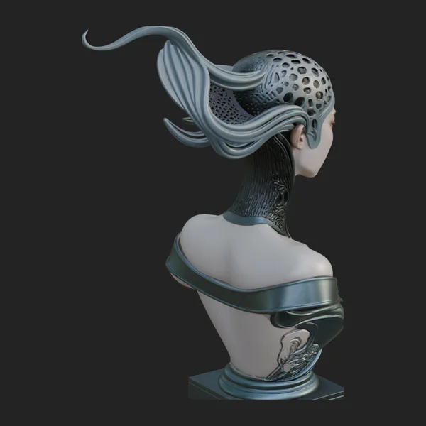 Futuristic Woman Bust Statue Design 2