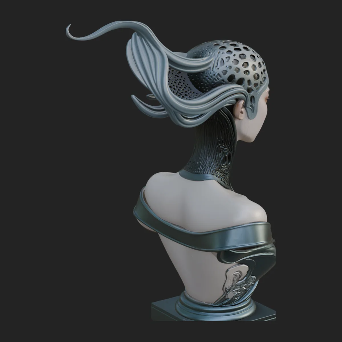 Futuristic Woman Bust Statue Design 2