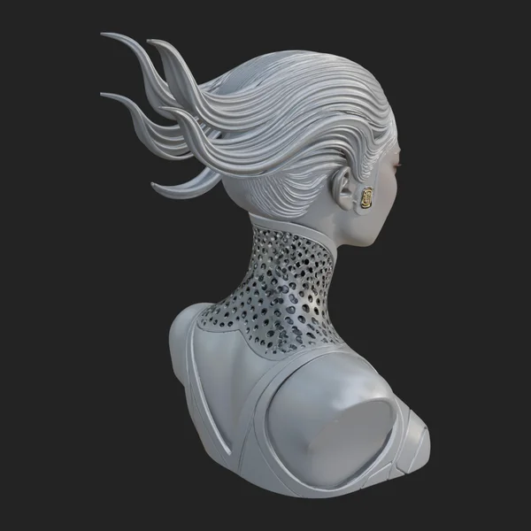 Futuristic Woman Bust Statue Design 3