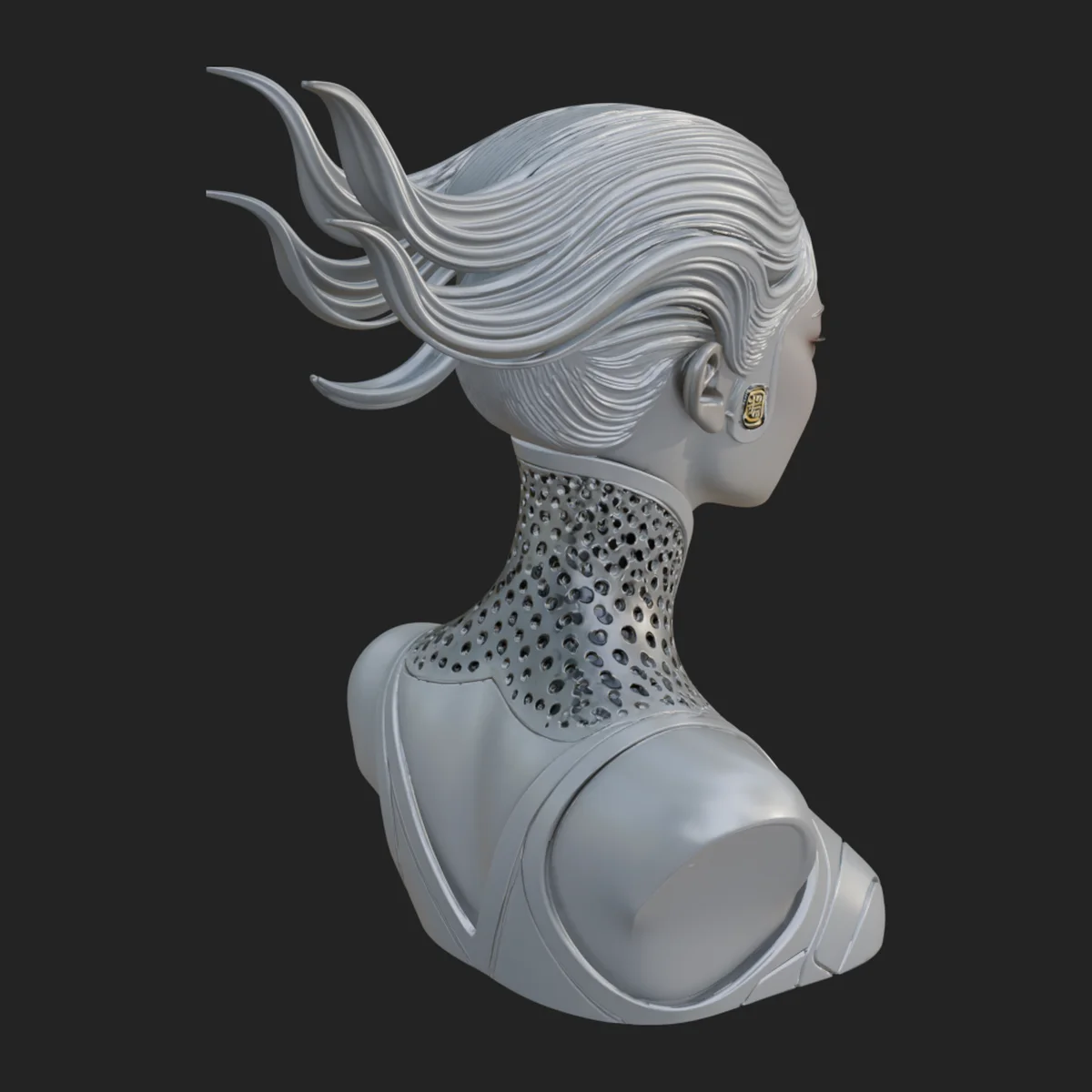 Futuristic Woman Bust Statue Design 3