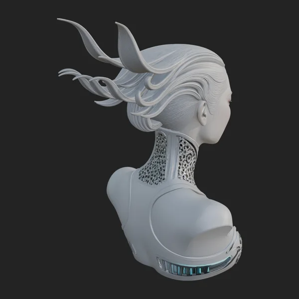 Futuristic Woman Bust Statue Design 4