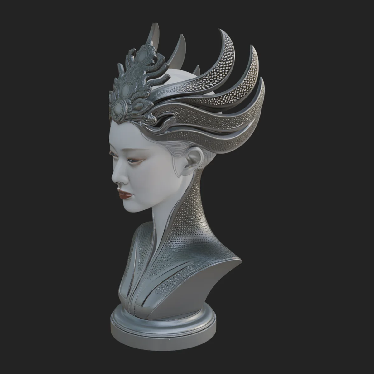 Futuristic Woman Bust Statue Design 8