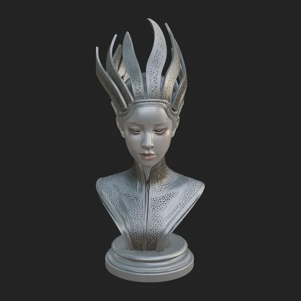 Futuristic Woman Bust Statue Design 9