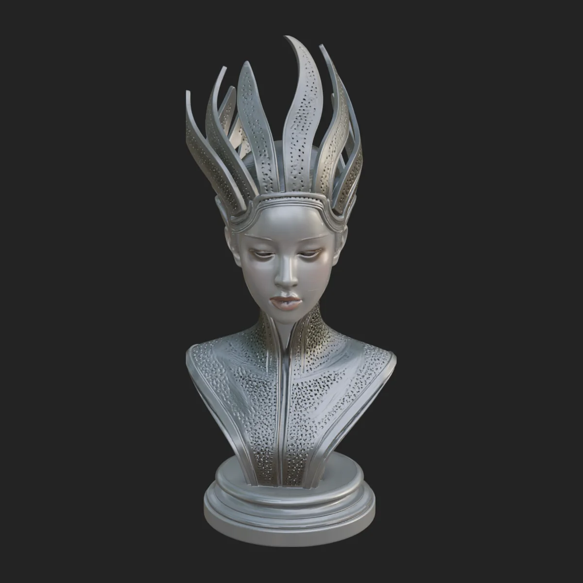 Futuristic Woman Bust Statue Design 9