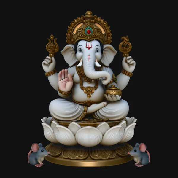 Ganesha with Mice Statue Design 1