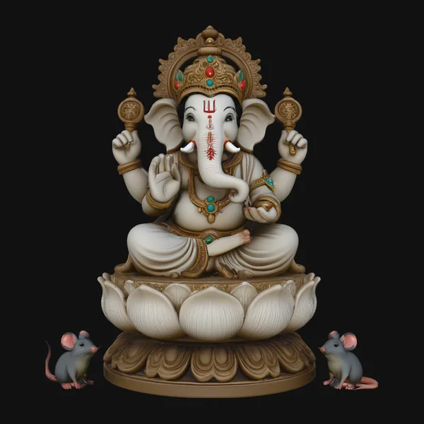 Ganesha with Mice Statue Design 2