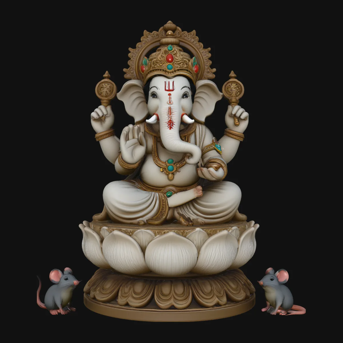 Ganesha with Mice Statue Design 2