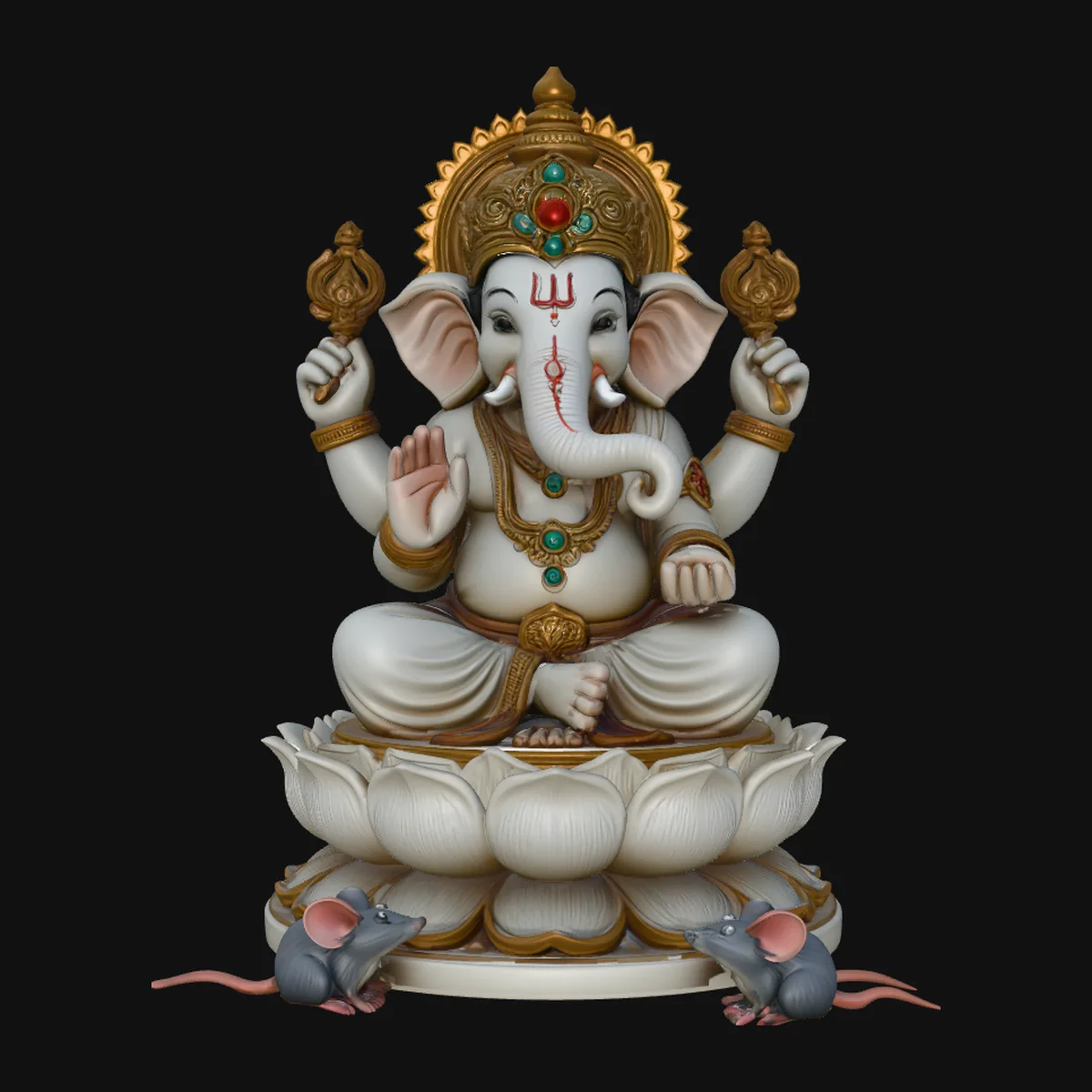 Ganesha with Mice Statue Design 3