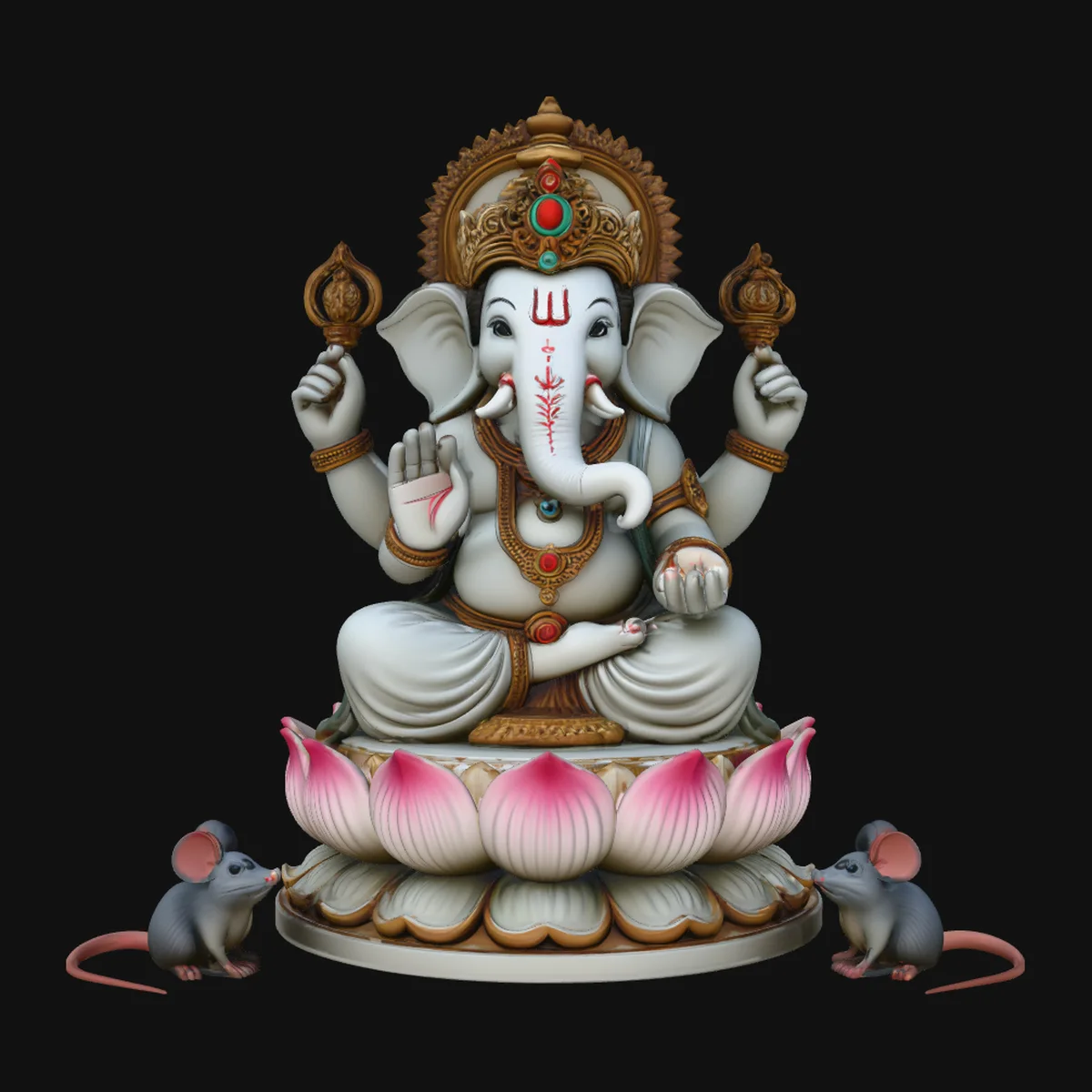 Ganesha with Mice Statue Design 4