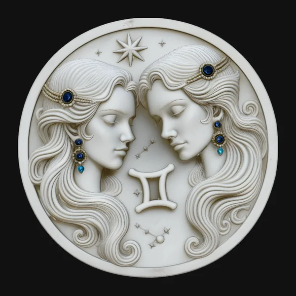 Gemini Zodiac Relief Medallion Pendant Design 1