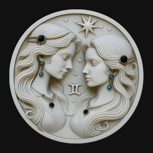 Gemini Zodiac Relief Medallion Pendant Design 2
