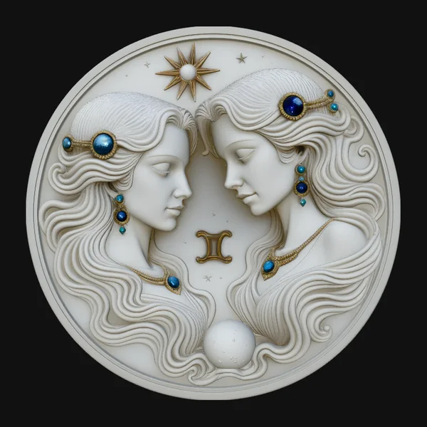 Gemini Zodiac Relief Medallion Pendant Design 4