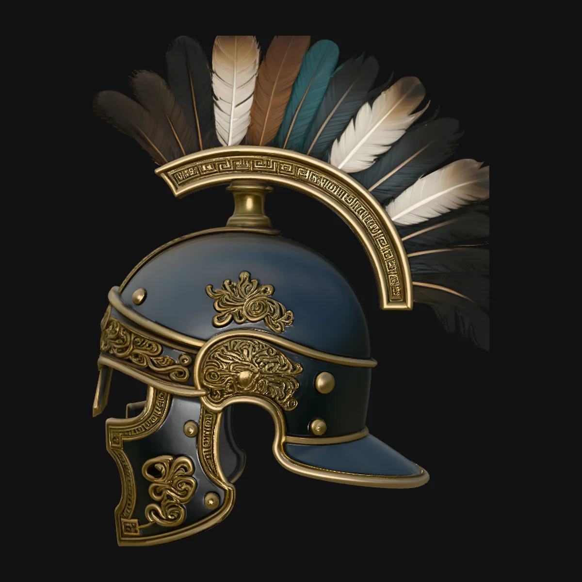 Gilded Crested War Helmet Design 1