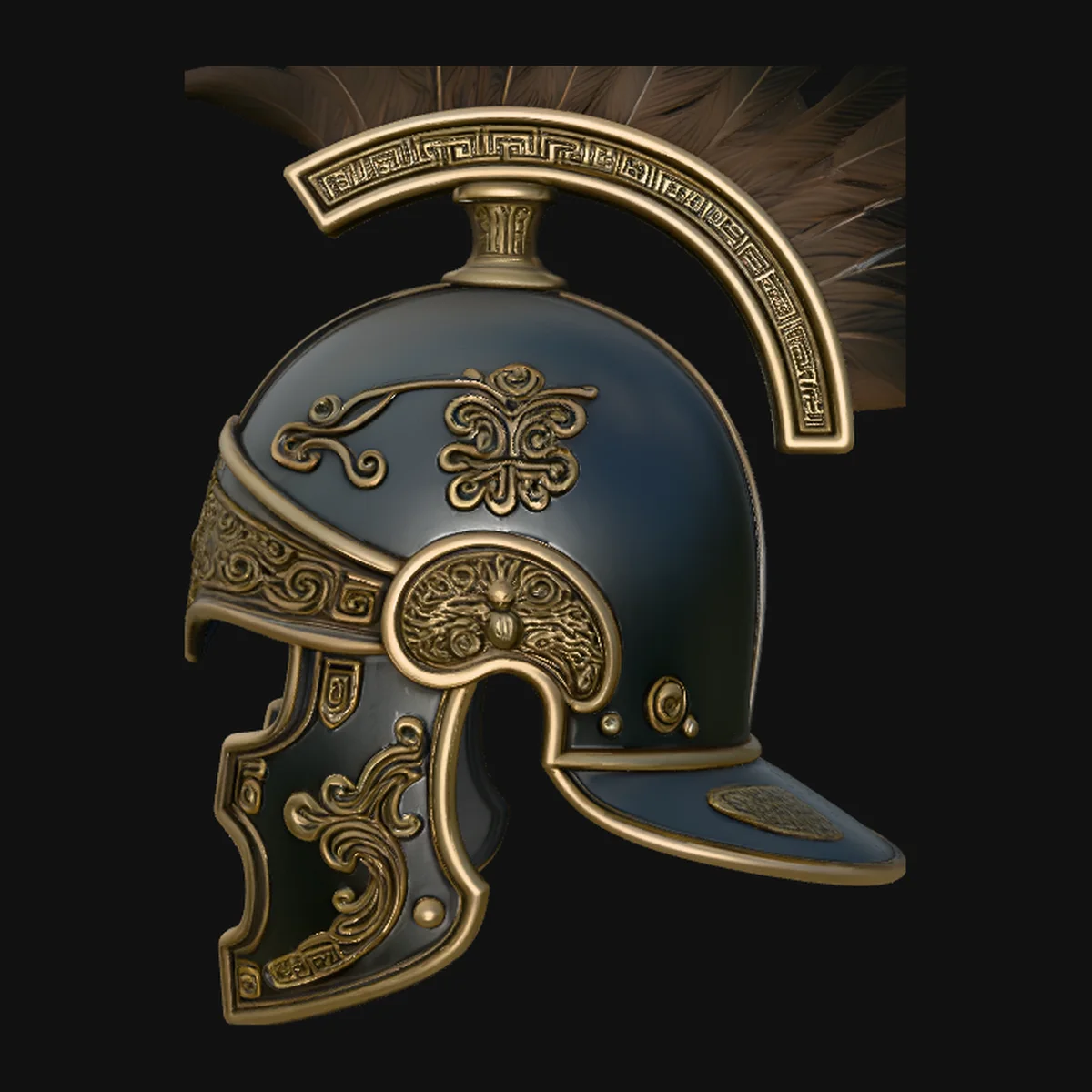 Gilded Crested War Helmet Design 3