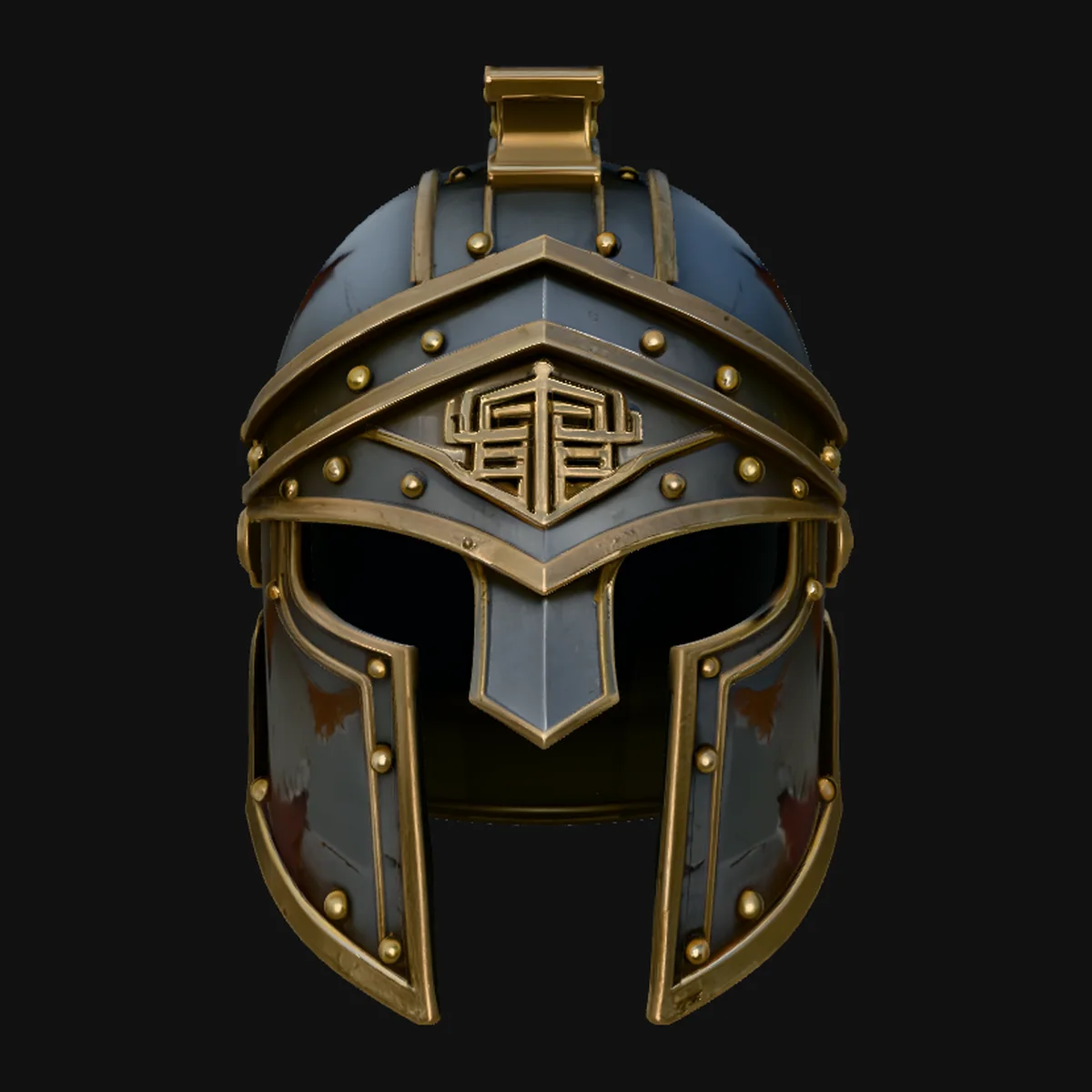 Gilded Greek Helmet Statue Design 1