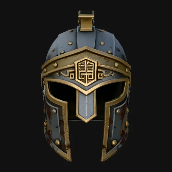 Gilded Greek Helmet Statue Design 2