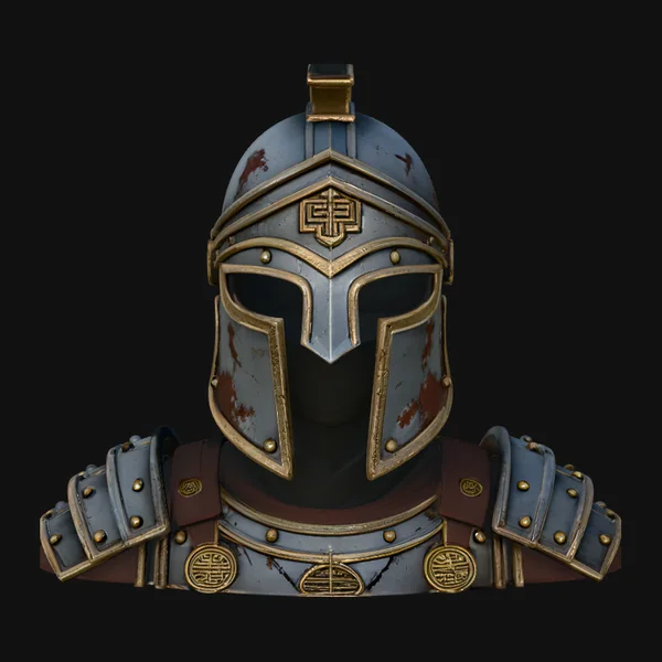 Gilded Greek Helmet Statue Design 3