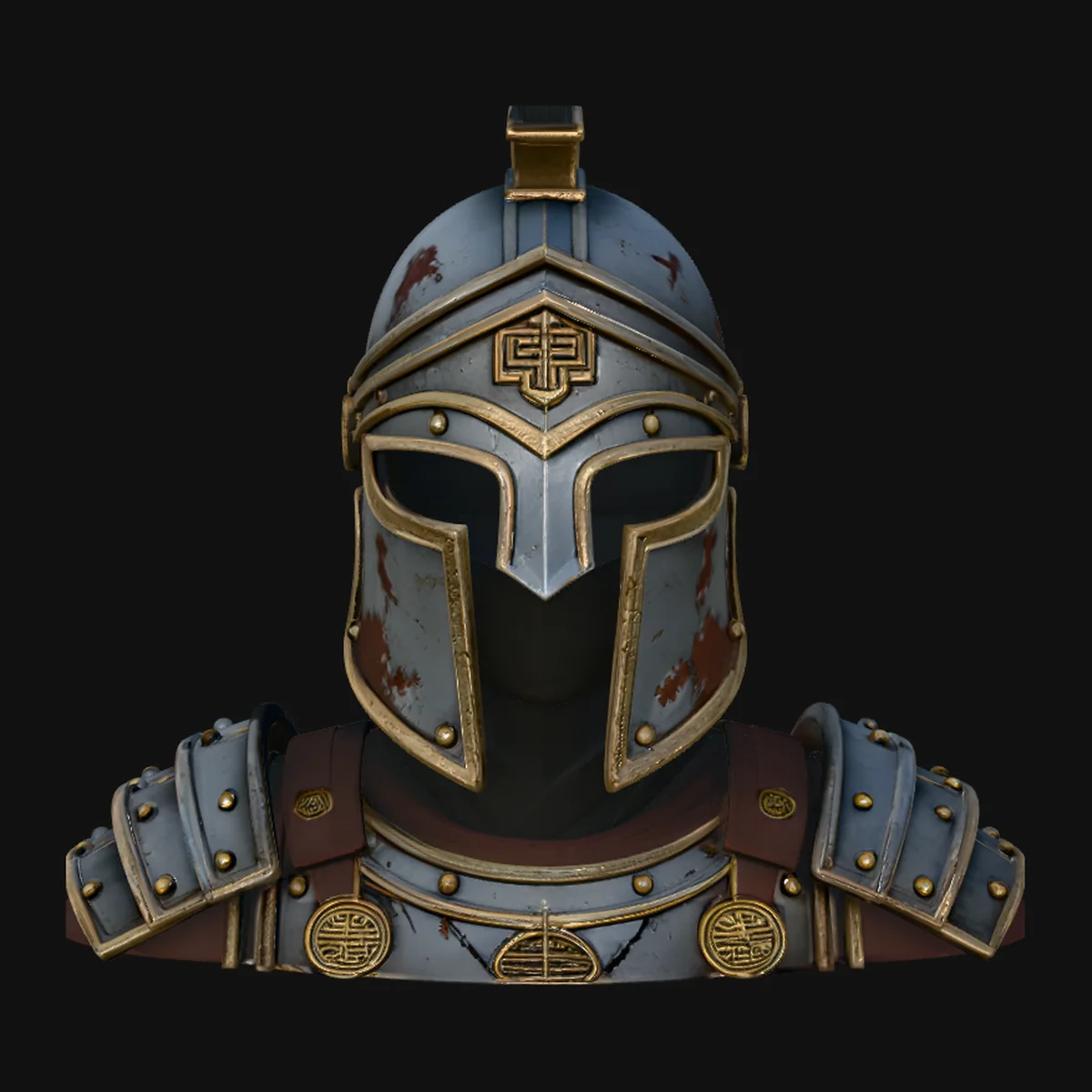 Gilded Greek Helmet Statue Design 3