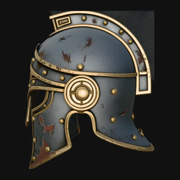 Gilded Greek Helmet Statue Design 4
