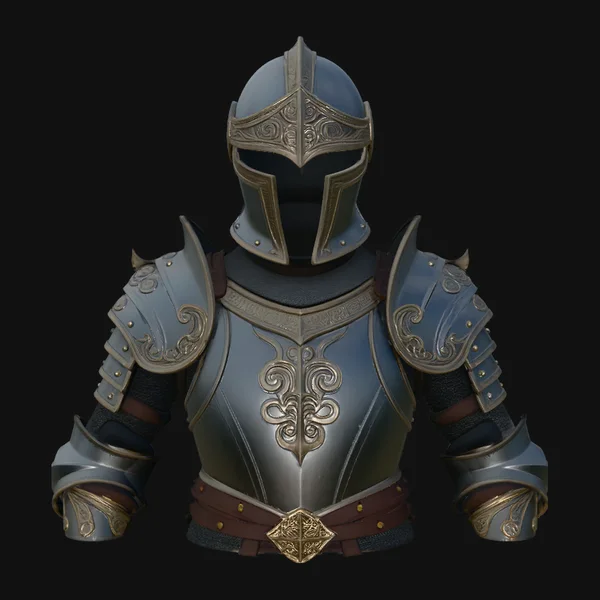 Gilded Plate Knight Bust Statue Design 2