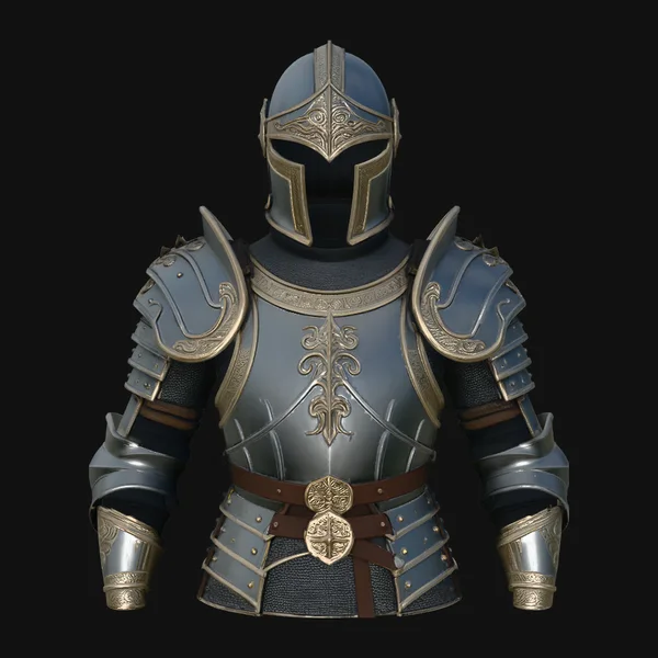 Gilded Plate Knight Bust Statue Design 3