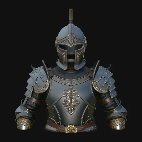 Gilded Plate Knight Bust Statue Design 4