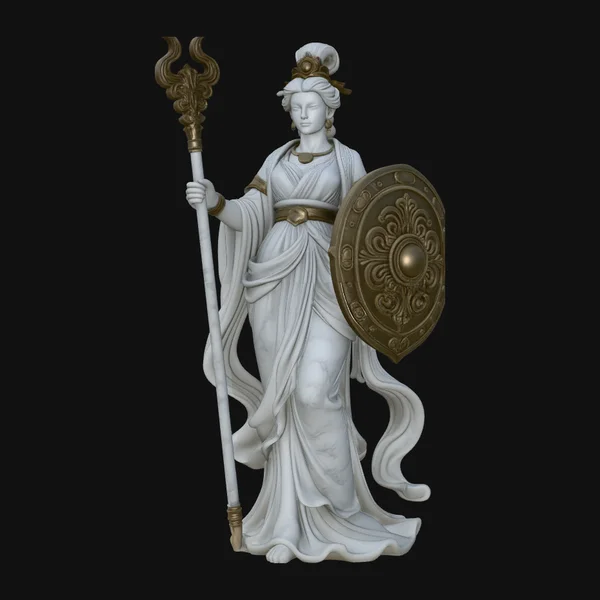 Goddess with Spear and Shield Statue Design 1