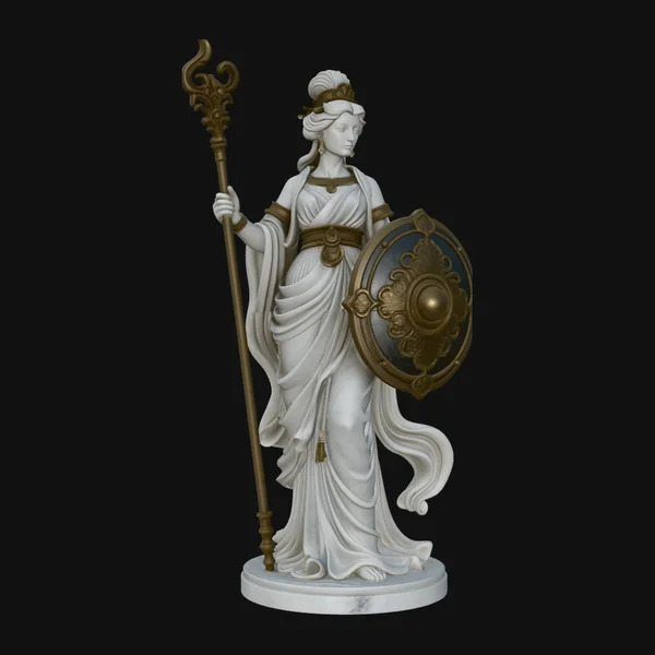 Goddess with Spear and Shield Statue Design 2
