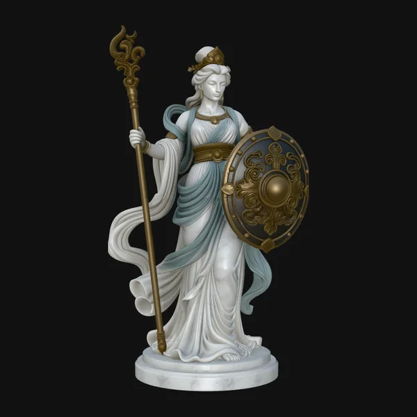 Goddess with Spear and Shield Statue Design 3