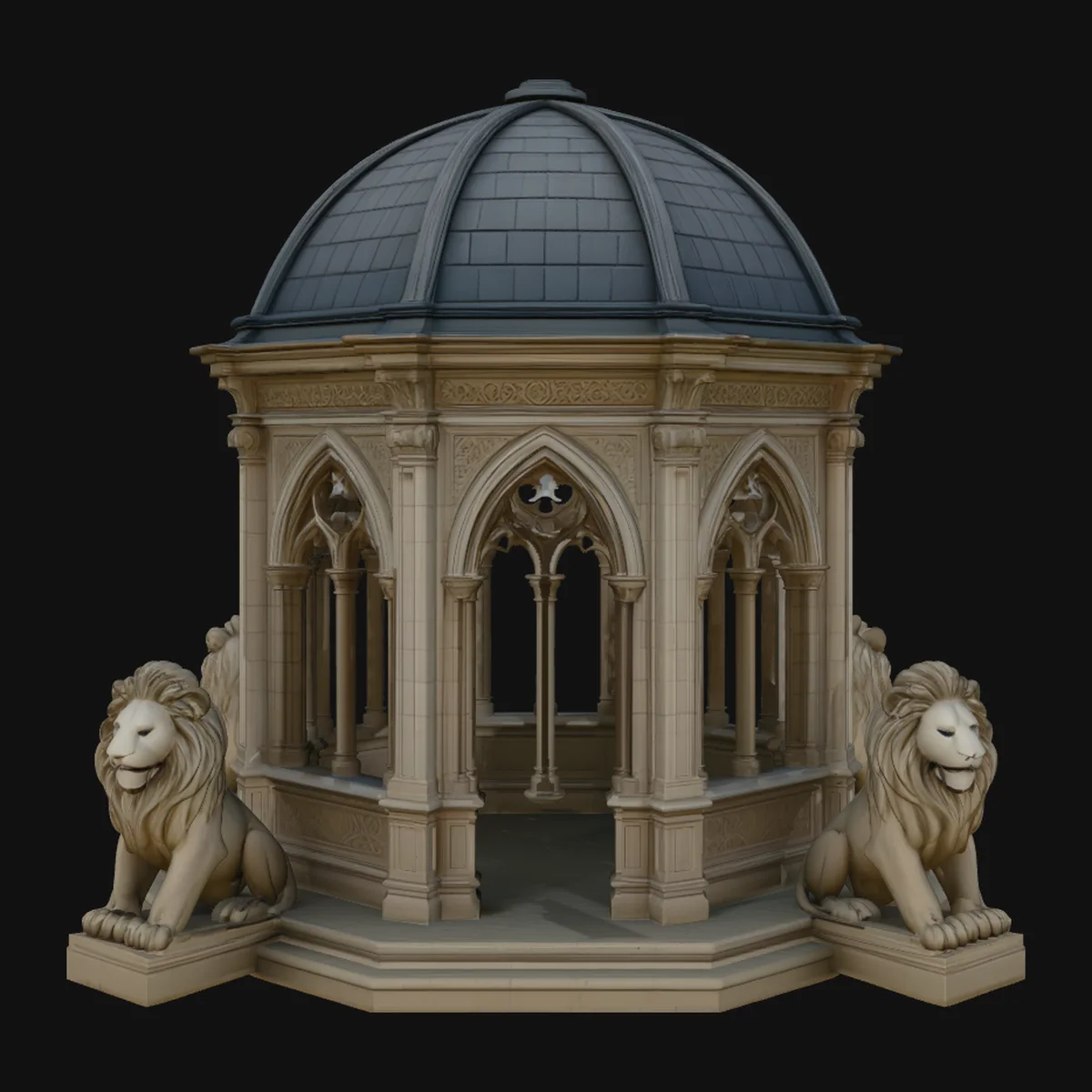 Gothic Lion Monument Model Design 3