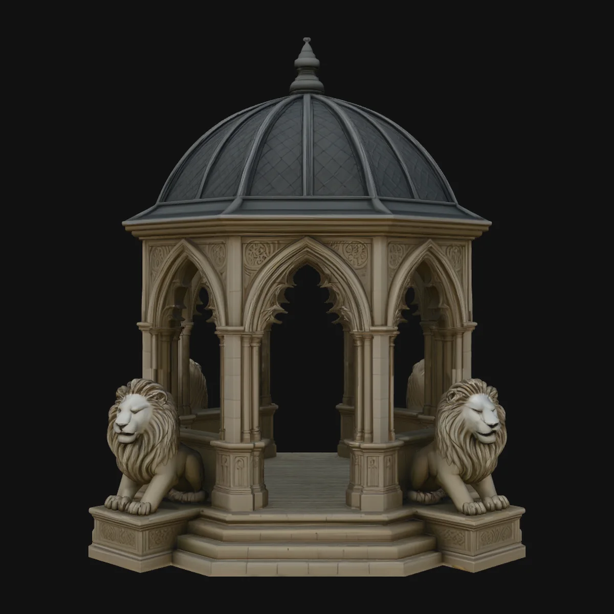Gothic Lion Monument Model Design 4