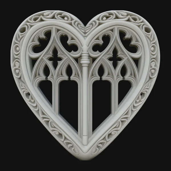 Gothic Window Heart Pendant Design 1