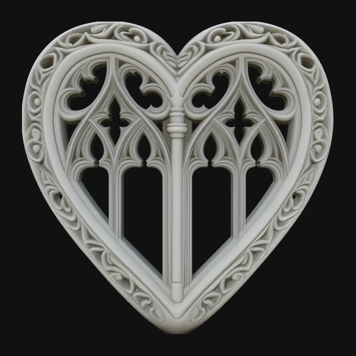 Gothic Window Heart Pendant Design 1