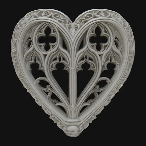 Gothic Window Heart Pendant Design 2
