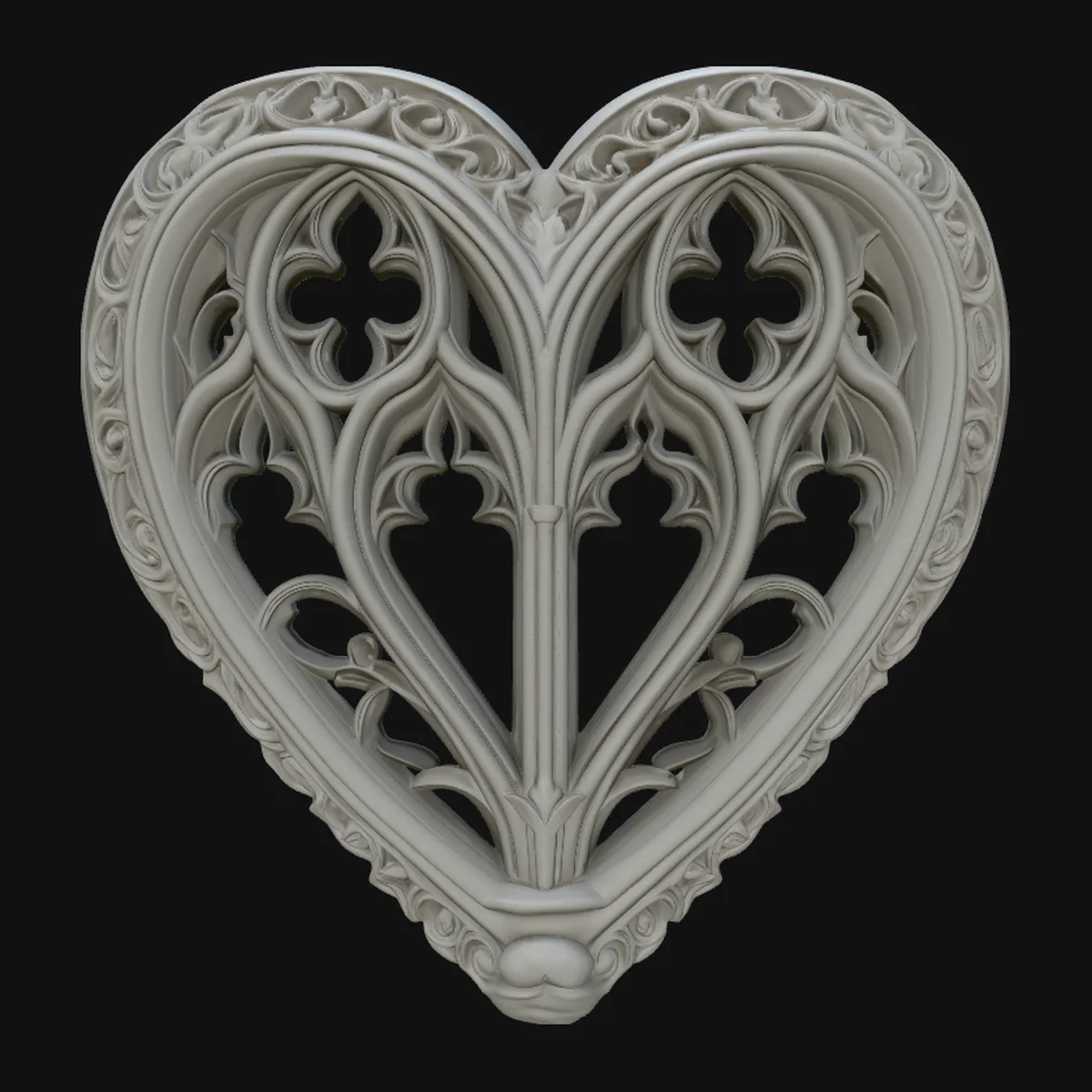 Gothic Window Heart Pendant Design 2