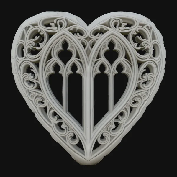 Gothic Window Heart Pendant Design 3