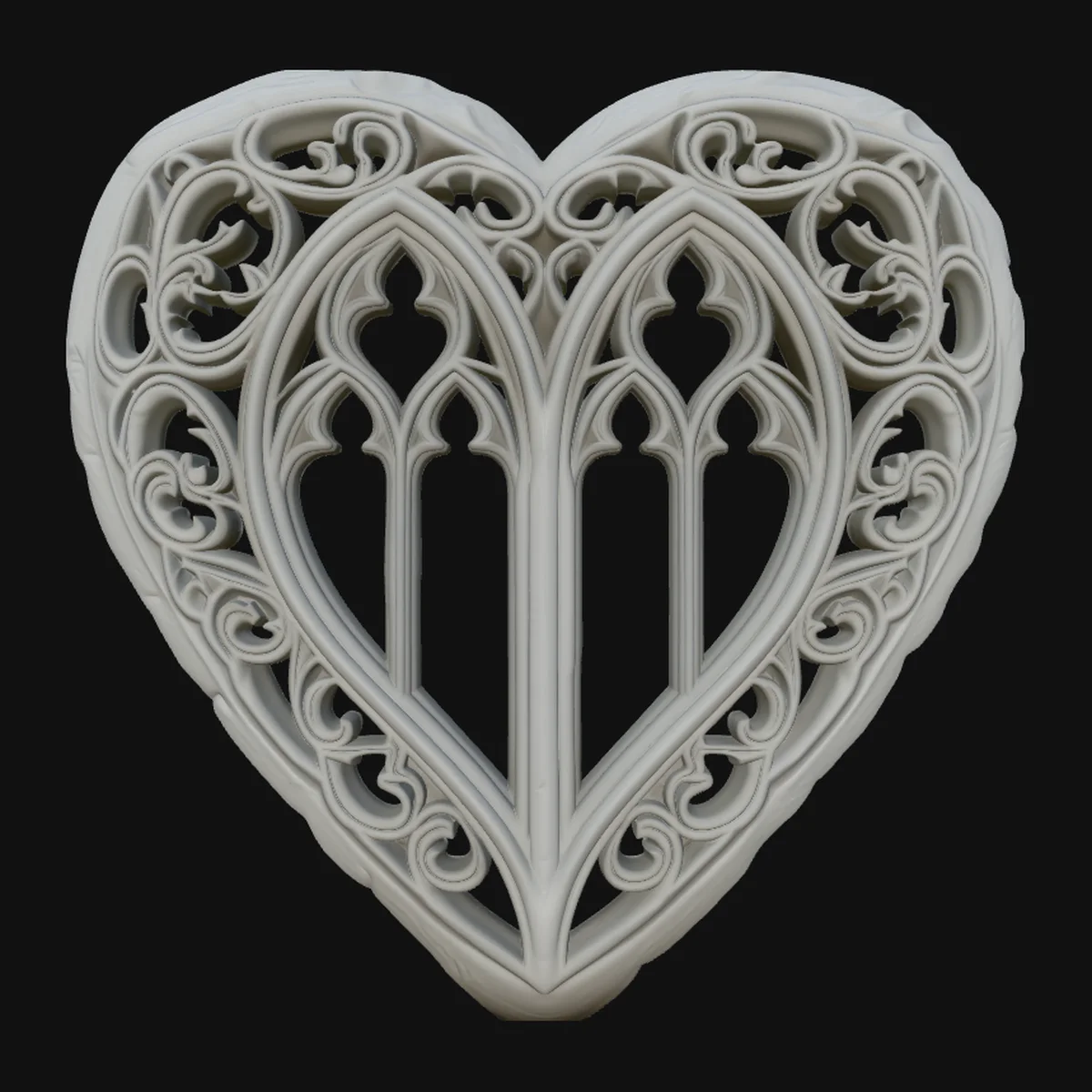Gothic Window Heart Pendant Design 3
