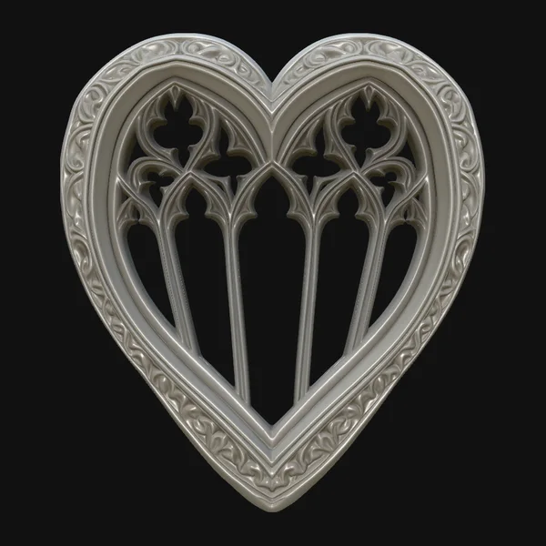 Gothic Window Heart Pendant Design 4