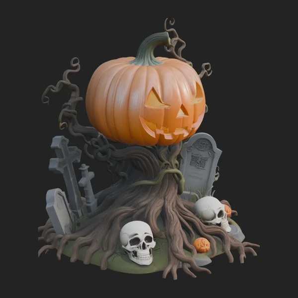 Graveyard Pumpkin Statue Design 1