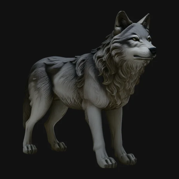Gray Wolf Statue Design 2