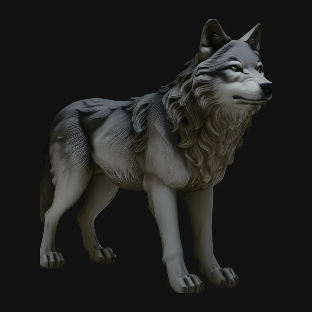 Gray Wolf Statue Design 2