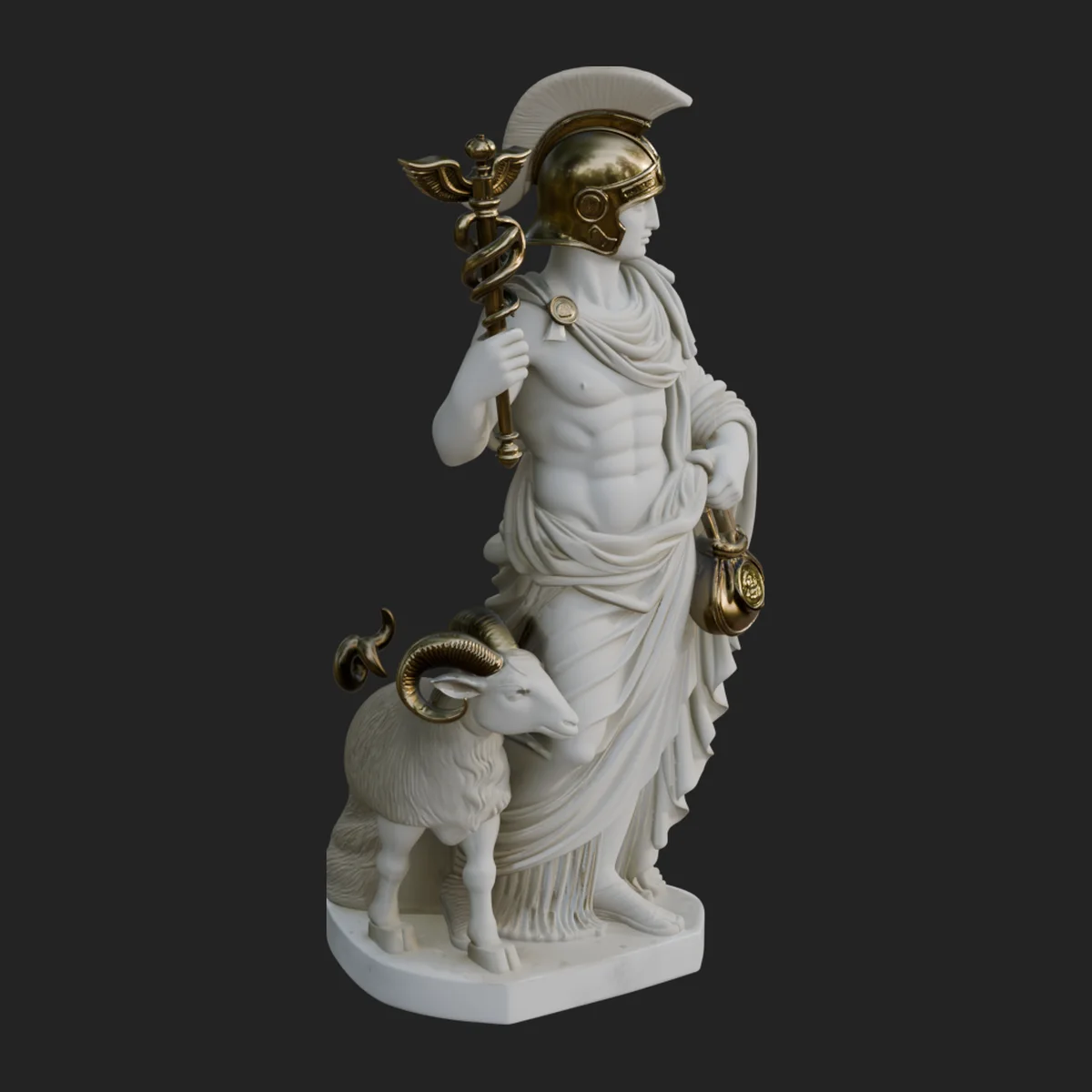 Greek God with Ram Statue Design 1