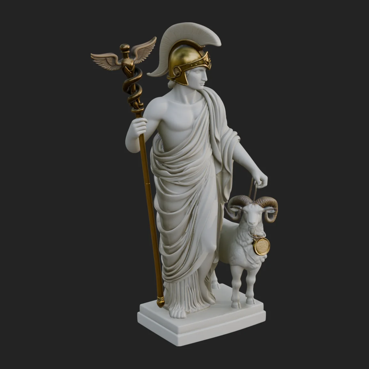 Greek God with Ram Statue Design 2