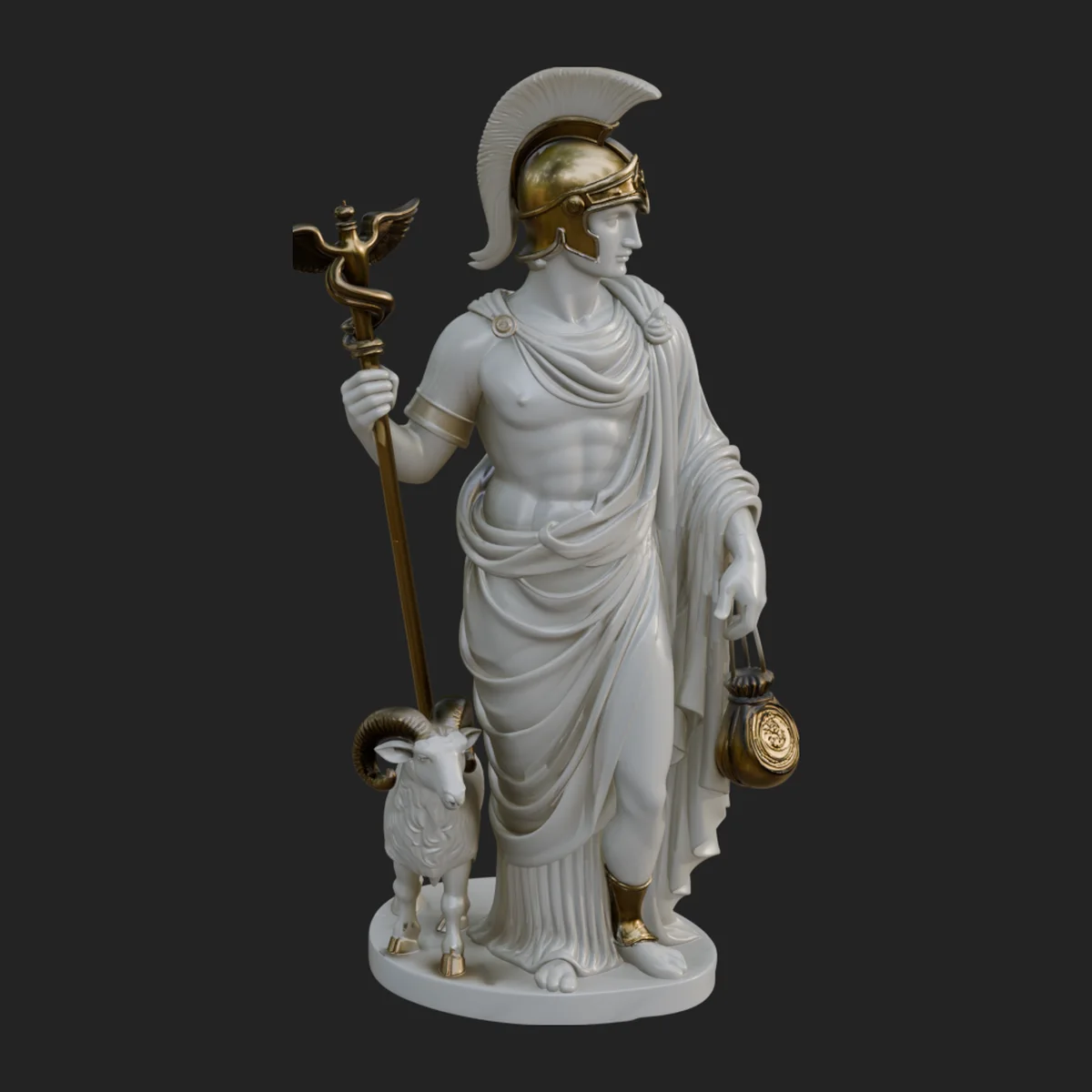 Greek God with Ram Statue Design 3