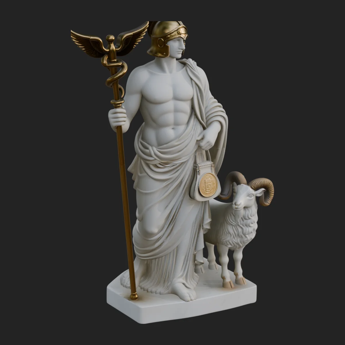 Greek God with Ram Statue Design 4