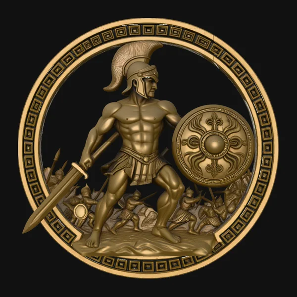 Greek Hoplite Relief Medallion Pendant Design 2