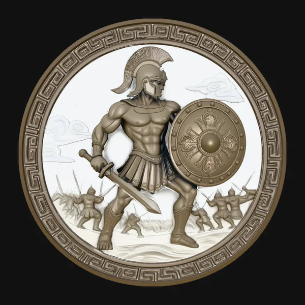 Greek Hoplite Relief Medallion Pendant Design 3