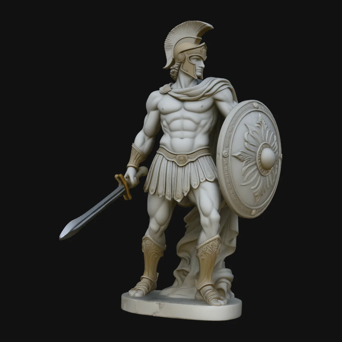 Greek Hoplite Warrior Statue Design 1