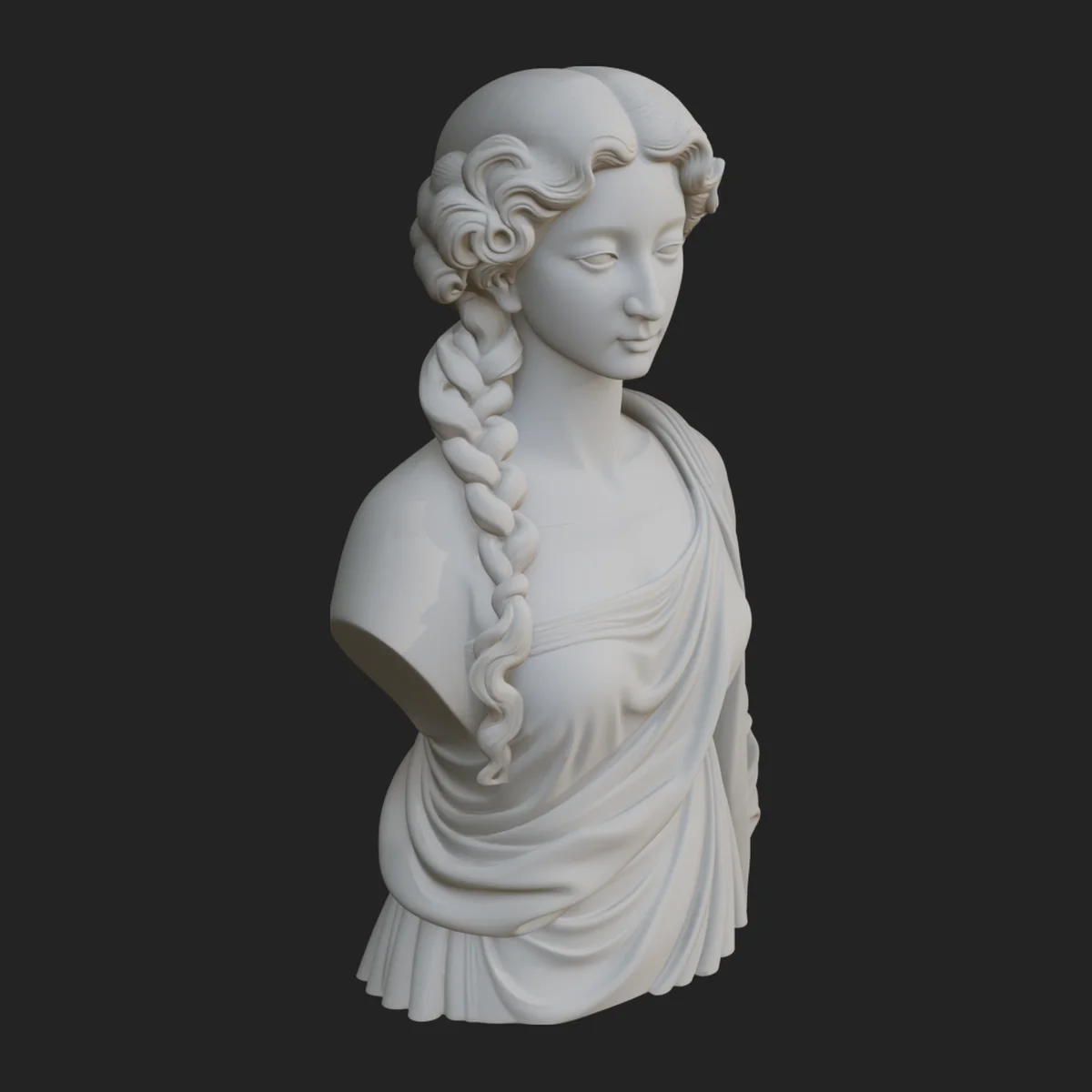 Greek Maiden Bust Statue Design 3