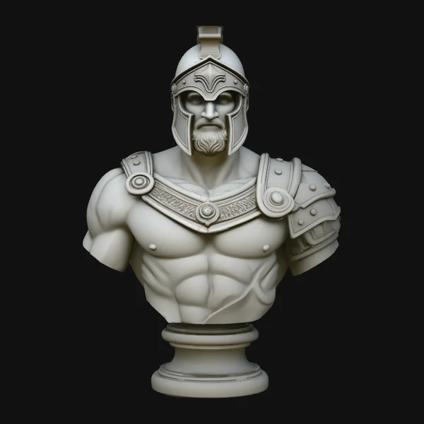 Greek Warrior Bust Statue Design 1